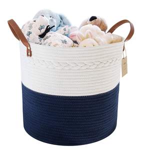 Panier à linge pliable en corde de coton de haute qualité pour le stockage, panier à linge tissé avec poignée - Product Image 1