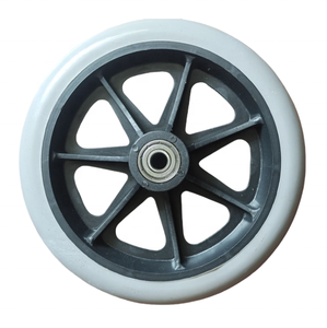 Nouvelle roue de fauteuil roulant à rayons en plastique gris 6x1 pouce, pneu en mousse PU, roulement à billes, roue avant pivotante - Product Image 5