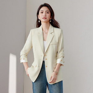 Women's Blazer Solid Color Polyester Anti-Wrinkle Professional Casual Spring Autumn Top - Product Image 2