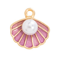 Pendentif coquille en alliage d'huile multicolore Série marine Boucles d'oreilles DIY Accessoires Simulation de pétoncles Bijoux pour enfants