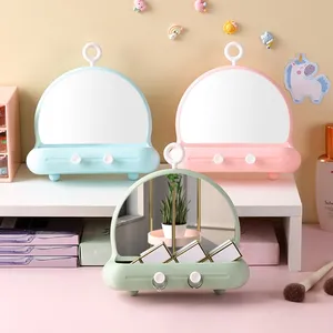 Plastic Multifunction Table Mirror With Storage Box Dormitory Wall Cosmetic Mirror Daily Magic Mirror