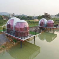 Prix usine Bubble Transparent tentes de luxe hôtel PC glamping dômes Starry Sky Bubble Room avec rideaux et lumière led