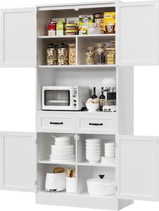 Grande cuisine moderne Buffet en bois Buffet garde-manger Armoire de rangement pour bar avec support pour micro-ondes pour chambre à coucher Salle à manger - Product Image 2