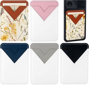 Porte-cartes adhésif en cuir PU avec logo personnalisé imprimé par sublimation pour téléphone portable - Product Image 1