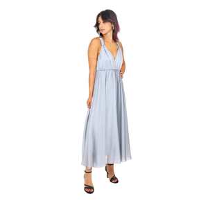 Vestido de Mujer Verde sin Mangas con Cuello en V, Largo Midi, Tela Fluida, para Fiesta - Product Image 2