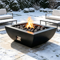 Brasero de jardin incurvé en acier Corten de qualité supérieure, à gaz naturel, avec allumage par prise et télécommande, antirouille, écologique, pour extérieur