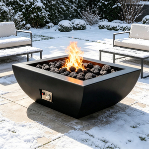 Brasero de jardin incurvé en acier Corten de qualité supérieure, à gaz naturel, avec allumage par prise et télécommande, antirouille, écologique, pour extérieur - Product Image 1