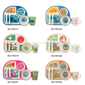 <span class=keywords><strong>Amazon</strong></span> 5 piezas de bambú de fibra de los niños conjunto Vajilla para niños - Product Image 5