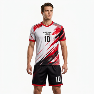 Uniforme de Fútbol Personalizado Sublimado, Cuello en V, Manga Corta, Unisex, para Adultos, Transpirable, Absorbe la Humedad, Poliéster 3D, con Nombre del Equipo y Logotipo - Product Image 2