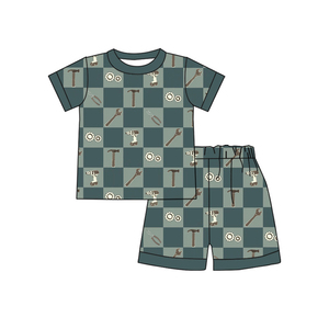 Conjunto de Pijama de Verano Personalizado con Estampado a Cuadros, 95% Algodón, 5% Elastano, Pantalones Cortos para Niños, Ropa de Dormir para Bebés, Conjunto de Ropa para Hermanos - Product Image 5