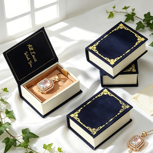 กล่องใส่แหวนสไตล์จดหมายรักย้อนยุค JINSKY กล่องกำมะหยี่หรูหราแบบแม่เหล็กพับได้ขนาดเล็ก กล่องใส่เครื่องประดับ GC-01 กวางตุ้ง - Product Image 2