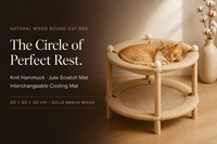 Lit pour chat rond à double couche, hamac en tricot, tapis en jute, canapé pour animaux de compagnie en bois de hêtre massif pour chats d'intérieur