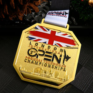 Индивидуальный дизайн: медаль для единоборств (1-я, 2-я, 3-я), с эмалевым логотипом, для тхэквондо, спортивная награда, с ланъярдом - Product Image 2