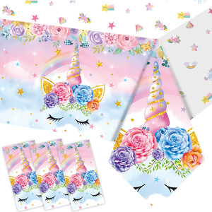 Nappe jetable en PE à thème Licorne Roulante, Décoration de fête d'anniversaire, Style frais, Décoration de table - Product Image 3