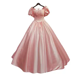 C giyim yeni özel saten Ruffled kısa kollu akşam kıyafeti artı boyutu düğün elbisesi gelin balo için