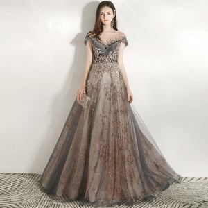 S3442R New Temperament Birthday Sequins Light Luxury Fashion Western Style Explosive Style Host Evening Dress - Product Image 2