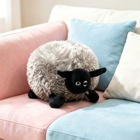 Peluche personnalisée en forme de boule de mouton noire, jouet en peluche simple et mignon de forme ronde, peluche de confort pour enfants