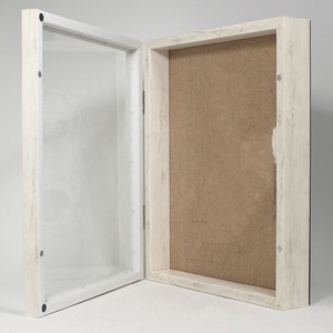 Boîte de rangement à bijoux en bois massif, avec couvercle supérieur en verre et en velours à l'intérieur - Product Image 2