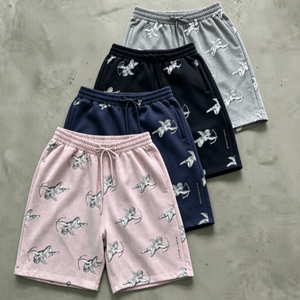 Men's Cupid Print Drawstring Casual Shorts, Lightweight Soft Streetwear Shorts <b>for</b> Summer - Product Image 1