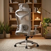 Chaise de bureau ergonomique de luxe en maille à dossier haut, appui-tête 3D, accoudoirs réglables, soutien lombaire doux, confort longue durée pour le bureau à domicile