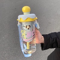 Schattige Kinderen 880Ml Plastic Waterfles Watercups Stro Outdoor Gym Student Schuine Band Zeef Thee Maken Ijs Serveren