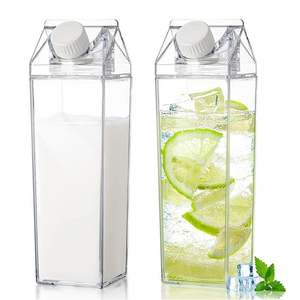 Fashionable 500Ml 750Ml 1000Ml 1900Ml Cute Sports Milk Carton Shape <b>Box</b> <b>Clear</b> Milk Carton Water Bottle With <b>Lid</b> - Product Image 6