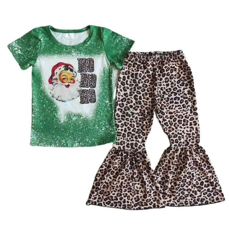 Set pakaian musim panas anak bayi perempuan manis motif kaus dan celana 2 potong pakaian anak bayi set Legging kerut anak-anak