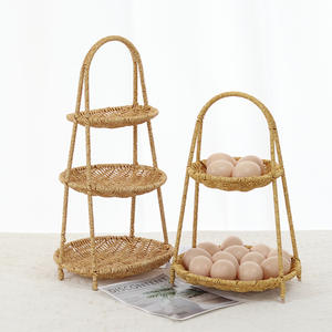 Venta al por mayor de fábrica, Gran bandeja de mimbre de ratán de tres capas de doble capa, cesta de almacenamiento tejida a mano para restaurante doméstico para Baño - Product Image 2