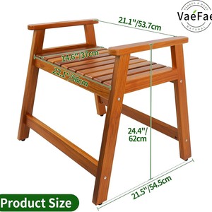Chaise de douche en teck Ruoyi avec accoudoirs, siège de spa en bois anti-corrosion, tabouret de salle de bain, taille personnalisable - Product Image 3