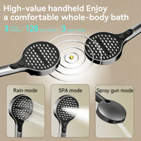 Système de douche pluie double gris anthracite avec grand jet supérieur, pommeau de douche auxiliaire et douchette à main pour salle de bain