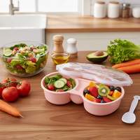 Boîte à lunch scolaire en plastique à 4 compartiments avec cuillère et fourchette pour enfants