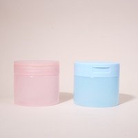 Pot en plastique PP personnalisé de 250 ml, 300 ml, 350 ml pour tonique facial, démaquillant, tampons de coton, gommage corporel avec bouchon à clapet et pince à épiler