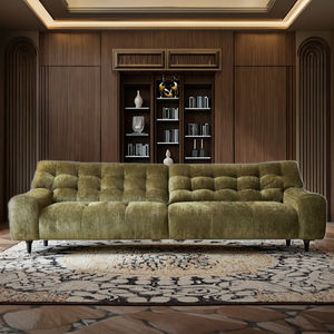 ชุดโซฟากำมะหยี่ระดับไฮเอนด์สไตล์ฝรั่งเศสย้อนยุคผ้าหมีสีดำขนาดใหญ่สีเขียวขนาดใหญ่พนักพิงสูงสำหรับห้องนั่งเล่น - Product Image 6