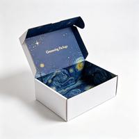 Petites boîtes d'expédition en carton ondulé personnalisées avec logo, recyclées, 6x6x6, avec gaufrage et estampage à chaud or, pour chaussettes