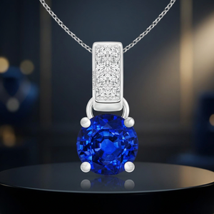 Colgante Solitario Clásico y Moderno para Mujer, Oro 10K 14K 18K, Plata 925/935, Zafiro, Engaste de Garra, Bañado en Rodio, Joyería Fina para Boda - Product Image 1