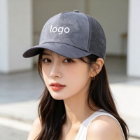 Casquette de baseball grise en gros, séchage rapide, respirante, imperméable, à 5 panneaux, personnalisable, pour hommes et femmes