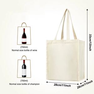 Custom Logo Long Handle Shoulder Strap Party Gift 6-Wine-Bottle Canvas Tote Bag Divider Pockets Eco-Durable Reusable <b>Box</b> - Product Image 2
