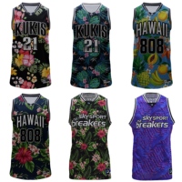 Singlet Bola Basket Pulau Bunga PURE KUKIS Jersey Bola Basket Hawaii Singlet Bola Basket Tropis Singlet Daun Palem