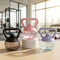 Botol Air Plastik Bebas BPA 2.2L Bentuk Dumbbell dengan Sedotan, Dapat Disesuaikan, untuk Penggunaan di Gym & Luar Ruangan, Dapat Digunakan Kembali, Dilengkapi Tutup