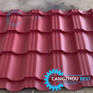 แผ่นหลังคากระเบื้องเหล็กโลหะสองชั้นความเร็วสูงและเครื่องขึ้นรูปม้วนเย็นแผ่นเหล็กสี่เหลี่ยมคางหมู IBR - Product Image 6
