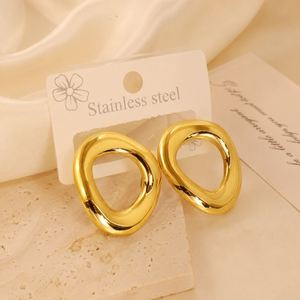 Boucles d'oreilles pendantes tendance en acier inoxydable plaqué or 18 carats, motif fleur style punk, finition brillante, cadeau pour femme, bijoux de mode - Product Image 6