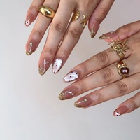 Offre Spéciale : Ongles Press-on Amande en Acrylique Scintillant Effet Glaissé, Cadre Doré Œil de Chat Lavande Rêveuse, Vente en Gros, Personnalisables, Faits Main
