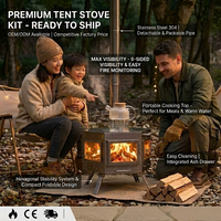 Poêle de camping hexagonal certifié CE en acier inoxydable 304, poêle à bois pour extérieur avec tuyaux de cheminée