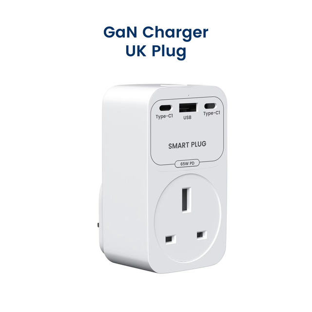 Tuya Smart WiFi Power Plug with GaN Fast Charger 65W PD Fast Charging USB-A USB-C Ports EU/FR/UK/US Plug Works with Alexa