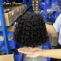 Vente en gros perruques de cheveux humains brésiliens vierges bouclés à partie centrale, perruque de cheveux humains vierges bouclés Bob court à dentelle vierge vendeur de perruque
