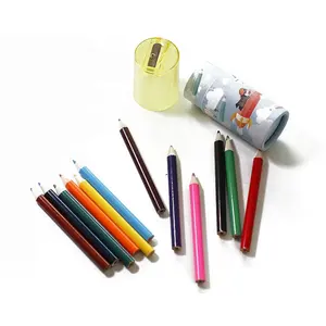 便携式彩色迷你绘画彩色儿童铅笔，带儿童卷笔刀