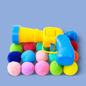 Yüksek elastik çevre dostu plastik Pom-Pom başlatıcısı tabancası popüler sıkıntı-kabartma kedi oyuncak ısırmaya dayanıklı kedi Teaser sopa ve evcil hayvan topu - Product Image 1