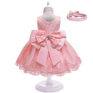 Robe de soirée formelle pour filles, style vintage avec dentelle et nœud, longue, pour enfants de taille moyenne, OEM, personnalisable, vente en gros, tenue de fête et de festival - Product Image 1