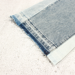Maßgefertigte Hochwertige Vintage Gewaschene Distressed Denim-Hose 100% Baumwolle Ausgebleichte Übergroße Patchwork Herren Denim-Schlaghose - Product Image 3