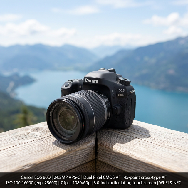 Wholesale Refurbished Canons 80D Vlogging Camera, 18-200mm Lens, 24.2MP 45-Point AF, Dual , WiFi, Professional Creator Kit